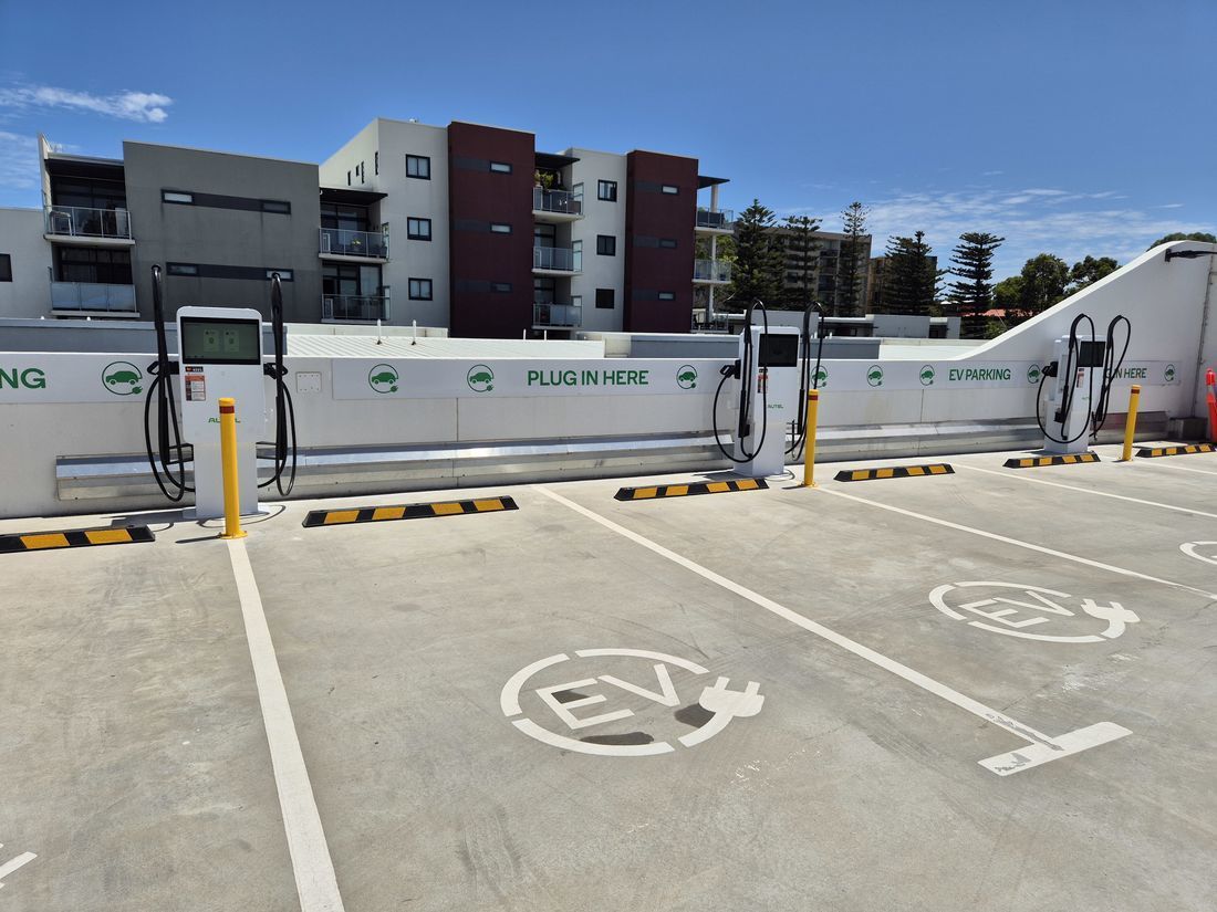 Commercial EV Charger on rooftop in Perth